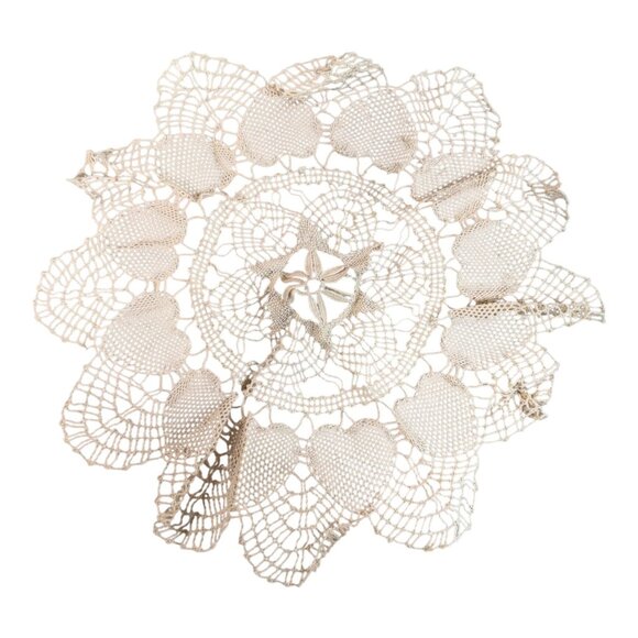 Handmade Crochet Lace Doily Floral Design Cotton White Vintage Cottage Core 10" - Picture 3 of 5